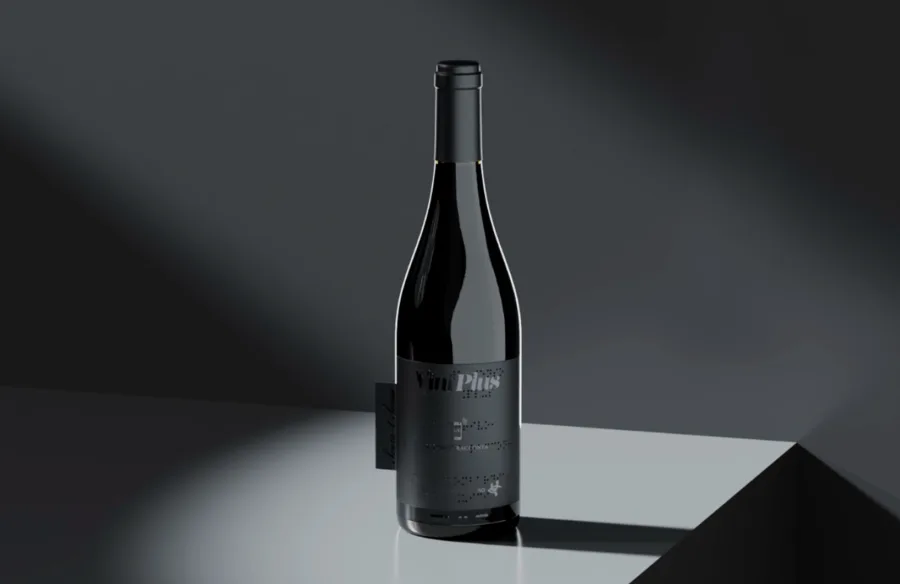 Wine label design with braille embossing and NFC