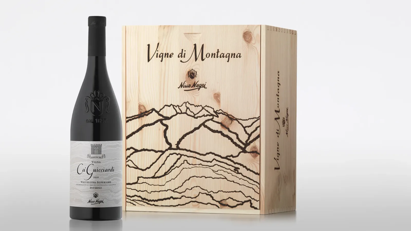 nino negri vigne di montagna packaging cassa legno