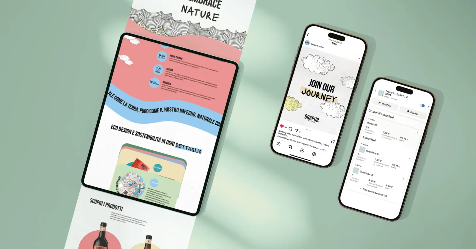 progettazione del sito web per grapur, marchio low alchol di Mack & Schuhle Italia