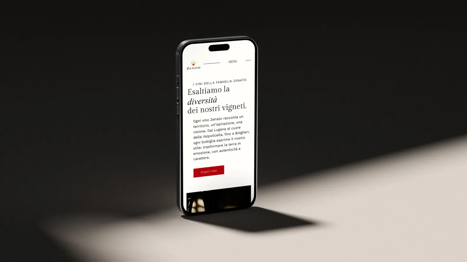 progettazione della pagina visite e degustazioni del nuovo sito web mobile