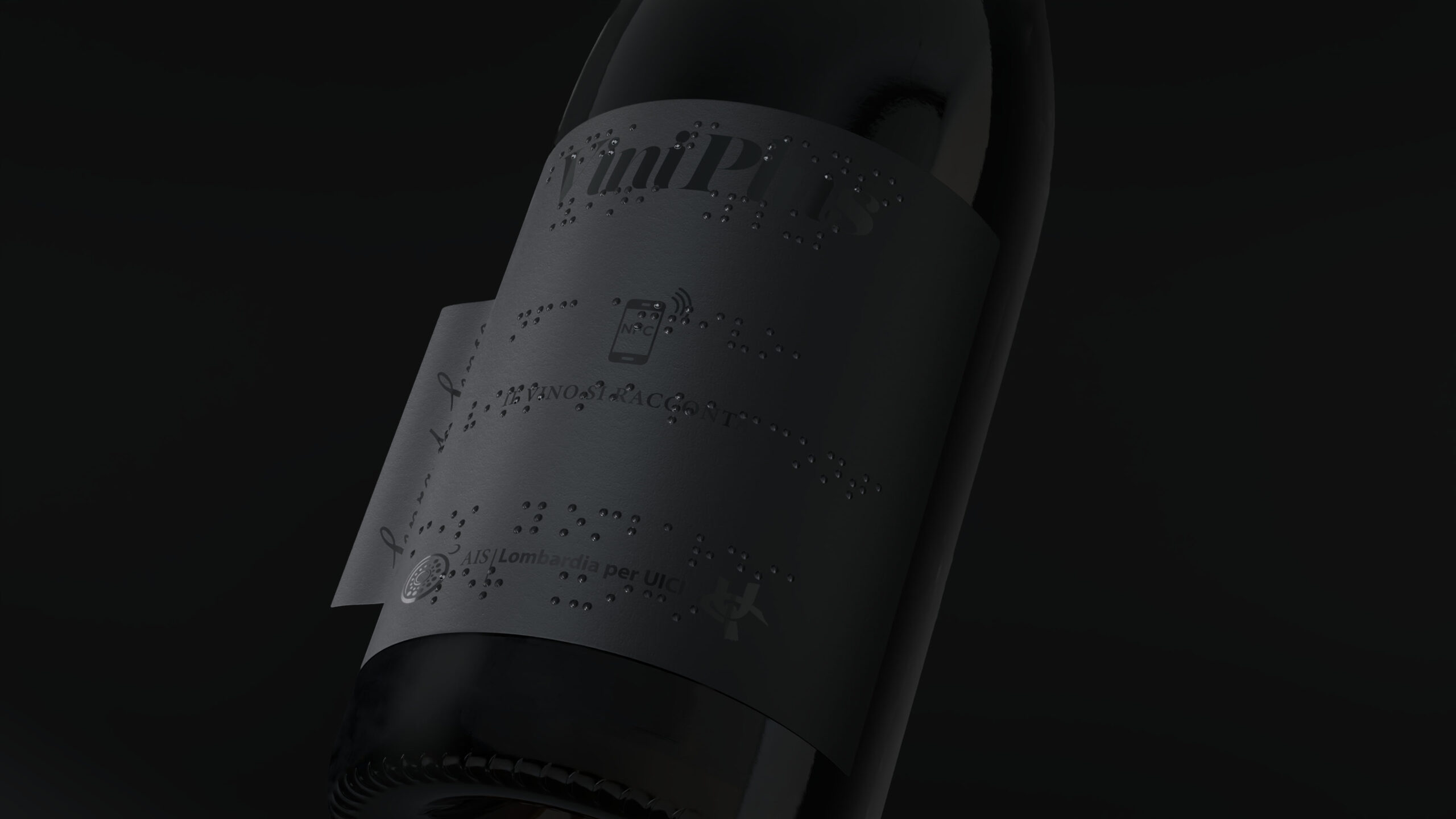Design di un'etichetta per vino con rilievo braille e NFC