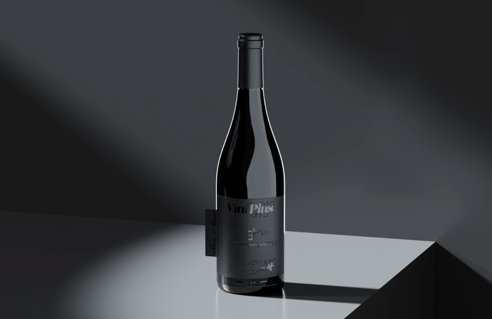 Design di un'etichetta per vino con rilievo braille e NFC