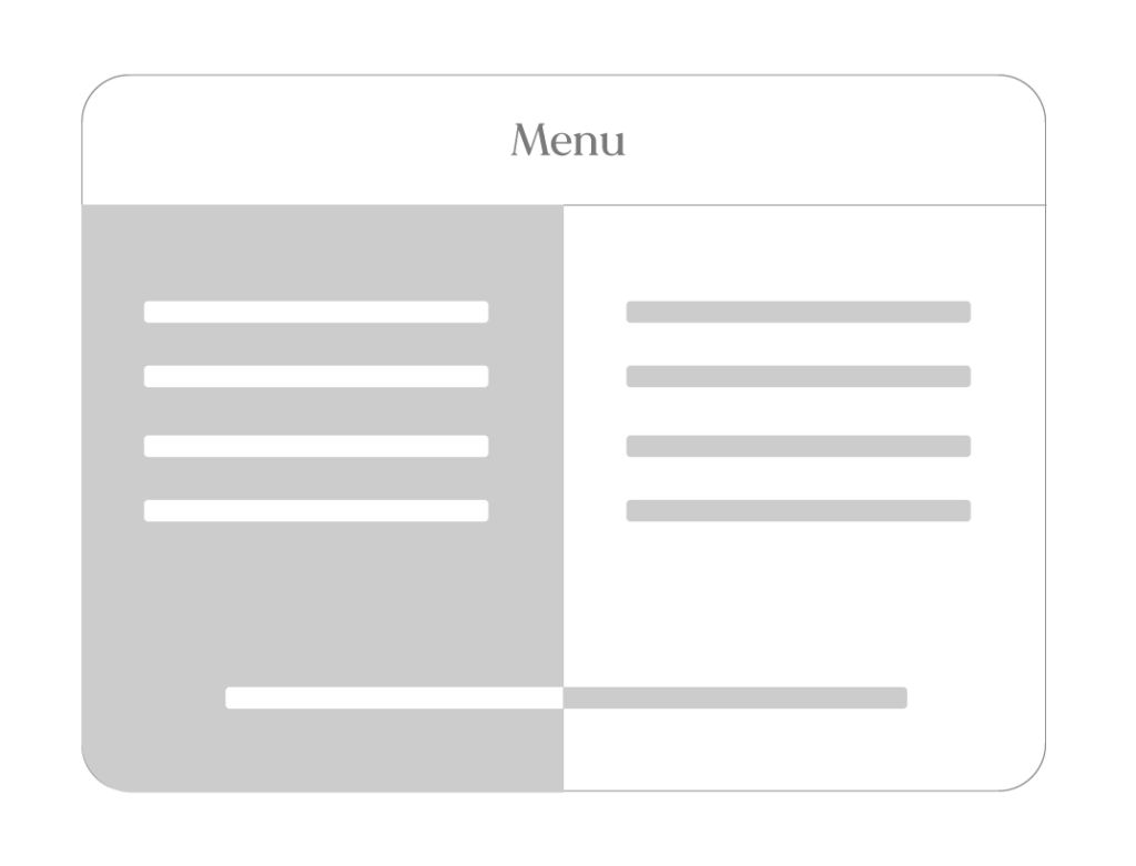 wireframe di una pagina del sito web di zenato